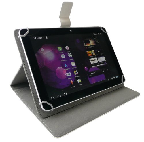 Emartbuy® Medion Lifetab S10346 10.1 Zoll Tablet Universalbereich Weiß Multi Winkel Folio Executive Case Cover Wallet Hülle Schutzhülle mit Kartensteckplätze + Weiß Eingabestift - 7