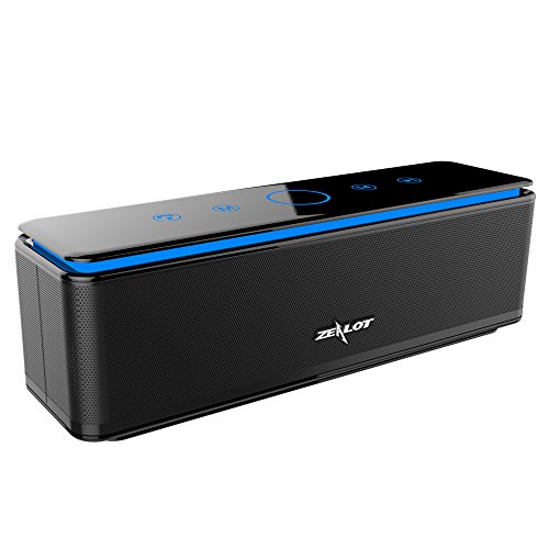 ZEALOT - S7 Altoparlanti Touch Control Bluetooth Speaker Wireless,10000mAh Banca di Potere/26W/LED Lignt/3,5mm AUX/TF Card per Iphone /Smartphone Android/Mac/Tablet PC,ecc-NERO