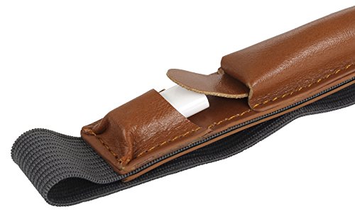 StilGut Pencil-Halter für Apple 12,9″ iPad Pro aus echtem Leder mit Lightning-Adapter-Fach. Stift-Halterung zur sicheren Aufbewahrung des Apple Pens, Cognac - 2