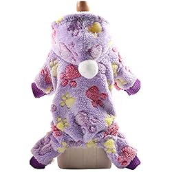 Fesjoy Pet Clothes,Automne Hiver Chien À Capuche Chandail Mignon Chaud Animaux De Compagnie Tenues Vêtements Violet Pieds XL
