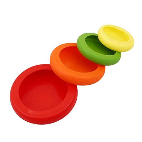 BWSM 4pcs Silikon Stretch Lids für zum Abdecken von Töpfen, Obst und Gemüse Abdeckung, Schüssel Frische Abdeckung - 6