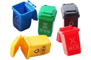 HEHGLNG 5 Pcs Colourful 1: 12 Scale Life Scene Mini Trash Can Decor Waste Container Miniature Sorting Garbage Bin Model, Microscopic Scene Dollhouse Accessories
