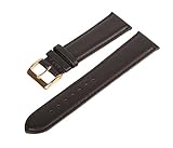 MARCHEL Glattleder Echtleder 20 mm LLB-130 Schließe in Gold Lederarmband Uhrenarmband Uhrband Uhrenbänder Rindsleder Feines Leder Band Uhr (20 mm, Braun)
