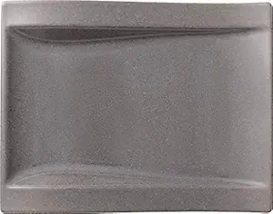 New Wave Stone Large Rectangular Dinner Plate Set of 4 by Villeroy & Boch - Premium Porcelain - Made in Germany - Dishwasher and Microwave Safe - 15.5 x 9.75 Inches