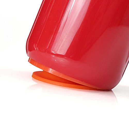 TAPCET 400ml Rotes Reisebecher Vakuum Thermosflasche Edelstahl Isolierflasche Trinkflasche Becher Unten mit Saugnäpfen Für Büro Schule Fitness Outdoor Sport - 5