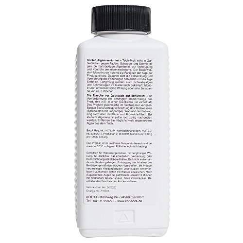 Algenvernichter (0,5 l) für kristallklares Wasser im Teich – gegen Fadenalgen Schwebealgen Schmieralgen, Algenentferner Fadenalgen-Stopp Algizid gegen Algen, fadenalgenfrei durch Fadenalgenvernichter Koiteich Gartenteich - 4