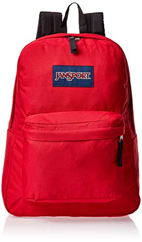 JanSport SuperBreak Mochila Poliéster Negro, Rojo - Mochila para portátiles y netbooks (Poliéster, Negro, Rojo, Monótono, Unisex, Bolsillo Frontal, Bolsillo del teléfono móvil, Pen Pocket)