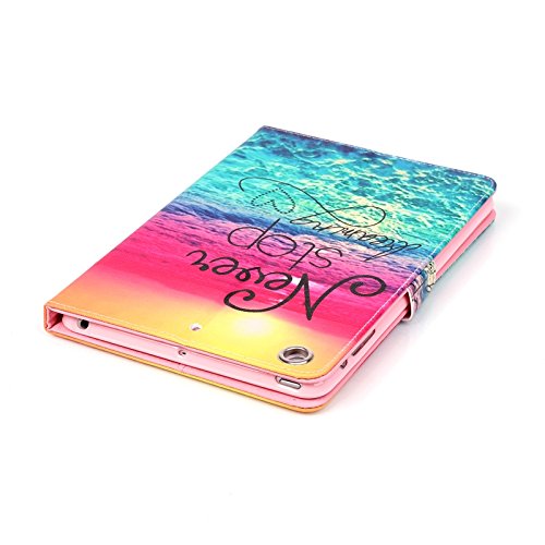 iPad Air Hülle, Deenor Bunt Painting und Stilvoll Brieftasche Tasche PU Leder Flip Protective Stand Tasche Schutzhülle Hülle für Apple iPad Air (2013 Version).[Green Sea] - 5