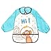 Lovely Blue Monkey Waterproof Baby Feeding Clothes Long-sleeved Baby Bibs
