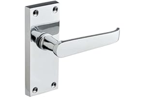 Designer Levers - Victorian Straight Lever Door Handles - Polished Chrome - 1 Pair - Latch Door Handle - Interior Use - Short Latch