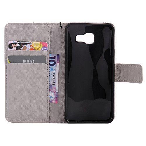 Feeltech Samsung Galaxy A310/A3 2016 Hülle PU-Leder und Brieftasche Bunte Muster Fall mit Magnetverschluss, Hybrid-Kickstand mit Stand-Funktion, schlagen Sie schützende weiche TPU Stoßstangenabdeckung und Kreditkartenhalter für Samsung Galaxy A310/A3 2016 Handgelenk Bügel-Buch-Art-Geldbeutel-Tasche mit 2 In 1 Berühren Sie Stift – Schloss - 5