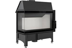 KRATKI Zibi 12 Camino a legna con inserto per presa d'aria Conforme BImSchV 2 11 kWEfficienza termica 80% acciaio con vetratura laterale Thermotec Inside Deco Lato sinistro