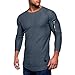 Produktbild BaZhaHei Herren Langarm Männer Tops Langarm-T-Shirt Einfarbig Falten Rundhals Bluse Lange Ärmel T-Shirt Streifen Rundhals Reißverschluss Nähen T-Shirt