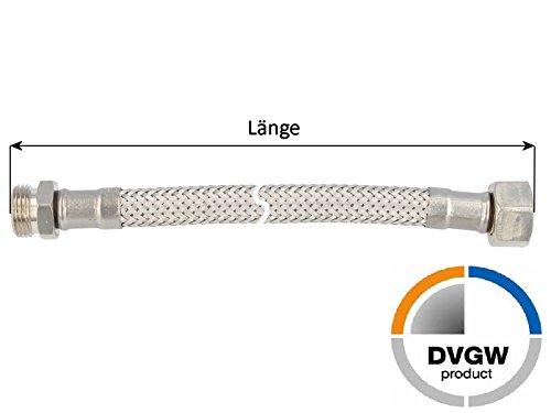 tecuro Sanitär Anschlussschlauch Verbindungsschlauch Verlängerung – 3/8″ Überwurfmutter x 3/8″ Aussengewinde – Länge 500 mm - 2