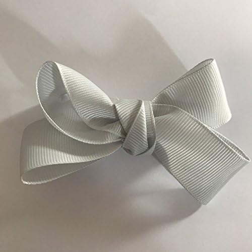 Hand Made Double bow Silver grosgrain knot hair clip