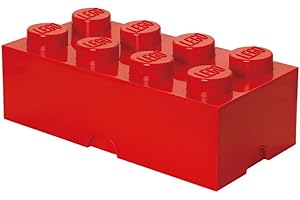 Room Copenhagen LEGO - Scatola portaoggetti a 8 bottoni, impilabile, 12 l, rosso