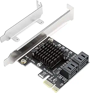 SaiRetail.Com PCIE 4 Port SATA Controller Expansion Card with Low Profile Bracket, Marvell 9215 Non-Raid, Boot as System Disk, Support 4 SATA 3.0 Devices