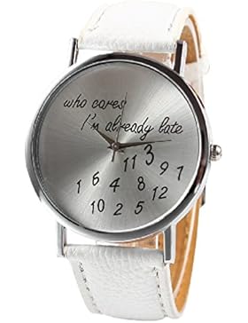 Unisex Armbanduhr Fun Trend Uhr who cares i´m already late lustig abstrakt Analog Quarz silber / weiß lw1493