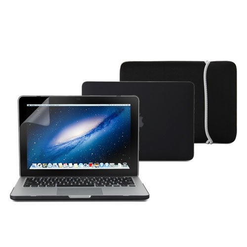 GMYLE Schwarz 4 in 1 Hülle Tasche für Macbook Pro Retina 13 Zoll mit Retina Display - Weicher Transportbeutel - Tastatur-Abdeckung (US Layout) - Schutzfolie für den Bildschirm (nicht für MacBook Pro 13)
