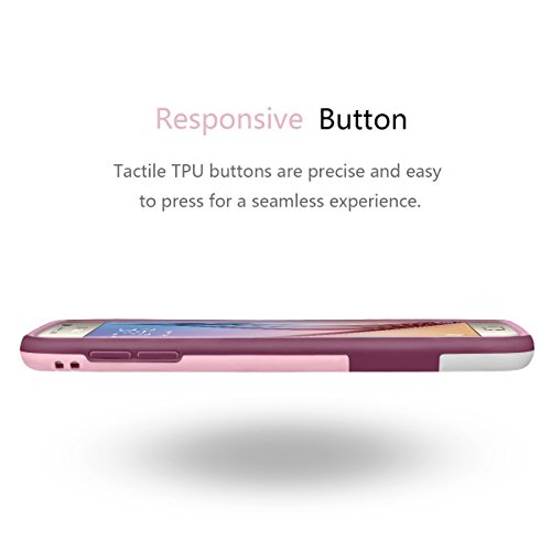 Galaxy S6 Funda -  Ultra Hybrid  HanLuckyStars Funda Carcasa Case TPU Matte Shell Exact Bumper Tope Shock Protecci  n Gota Anti-Ara  azos   Choque Absorci  n Borrar Espalda para Samsung Galaxy S6  RojoVino 