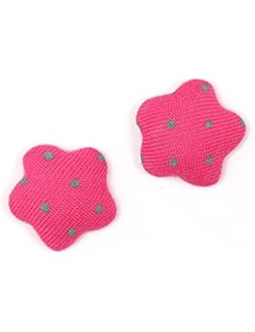 Idin Ohrclips - Stoffbespannte, gepunktete Sterne in pink (ca. 17 x 17 mm)