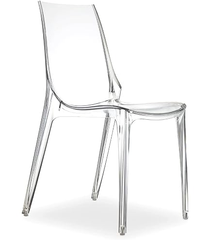 Grandsoleil Sedia Upon Calima Mite | Policarbonato Grigio Fumé | 53x48x82 Cm | Piede Cromato | Made In Italy