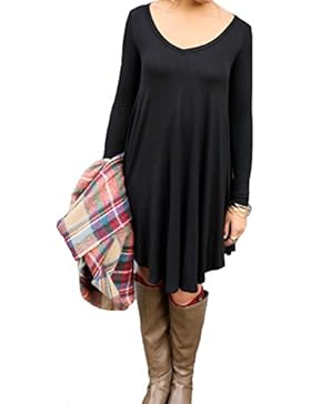 LILBETTER Damen Langarm-beiläufige lose T-Shirt-Kleid
