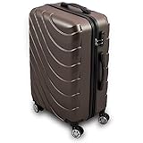 Farbe:Braun Trolley Hartschalen Koffer Hartschalenkoffer Hardcase Größe L - Modell Wave 2018 (Braun)