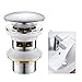 Produktbild BONADE Universal Ablaufgarnitur mit Überlauf POP UP Ablaufventil Push-Open Stöpsel Chrom Abfluss Ventil Messing Abflussgarnitur Spüle Ablauf für Waschtisch Waschbecken Spültisch Spülbecken
