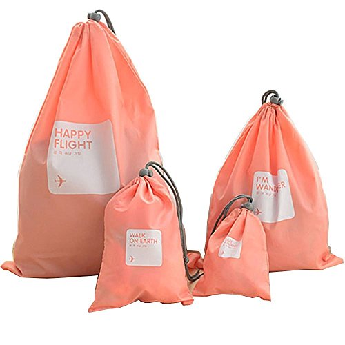 4 pieces Waterproof Travel Drawstring Bag Shoe Laundry Underwear Makeup Storage Pouch by Generic