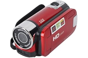 Akozon Handheld Video Camcorder, 1080P 16MP Dv Camera 2.7in TFT Rotatable Screen 16x Vlogging Video for Kids Digital Zoom with USB Cable Black Mini Dv Player (Red)