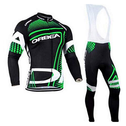 Wulibike Maillot Cyclisme Homme Manches Longues Vetement VTT Hiver Chaud Tenue de Velo Equipe Pro + Cuissard avec Bretelle