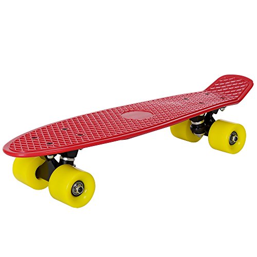 [pro.tec] Patineta Retro - Skateboard / Mini Cruiser - rojo - amarillo - (57cm)