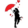ISEE 360® Couple Love Door Stickers for Living Kids Couple Bedroom Home Door Wall Decoration Vinyl Sticker Black and Red L X H 32 X 50 Cms