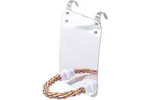 XUNKUAENXUAN Bird Mirror Cotton Rope Standing Bar Birdcage Perches Mirror Cage Hanging Toy for Cage Cockatiels Finch Canaries