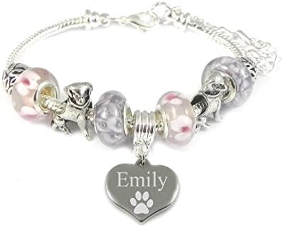 Personalised Engraved Dog Paw Charm Bracelet Women's - Gift Boxed
