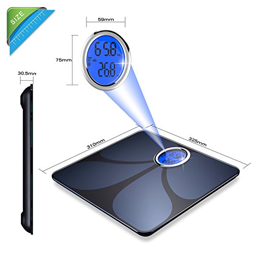 MOSISO Bluetooth Wi-Fi digitale Personenwaage aus Sicherheitsglas mit Edelstahloberfl?che.K?rperwaage Gewichtswaage für körperliche Untersuchung automatisch ein/ausmachen, mit Gratis-App für iOS und Android Slim Design Farbe:Blau - 3
