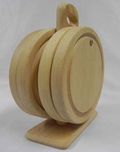 4 Schneidebretter mit Saftrille, mit Ständer, geölt, rund, Ø 200 mm - 2