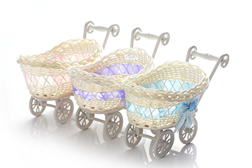 ASVP Shop® BABY PRAM SMALL HAMPER WICKER BASKET BABY SHOWER PARTY GIFTS (Baby Blue)