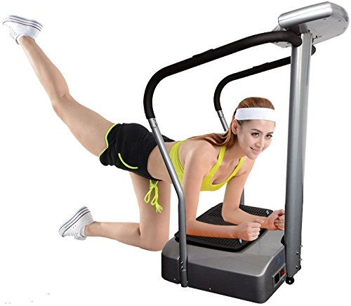 Vibrationsplatte, Vibration Trainings-Gerät für Bauch Beine Po „CRAZY-FIT-MASSAGE“ – effektiver Vibrationstrainer – 4 Programme – 2 Fitnessbänder – Steuerpult mit LED Anzeige - 4