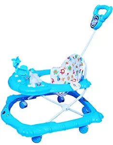 ODELEE Musical Baby Walker with Adjustable Height with Light and Parental Handle (Blue,Pack of 1)