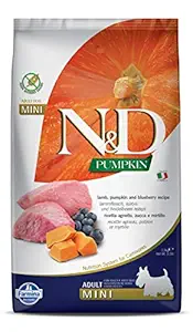 FARMINA N&D Pumpkin Dry Dog Food, Grain-Free, Adult Mini Breed, 2.5-kg, Lamb and Blueberry
