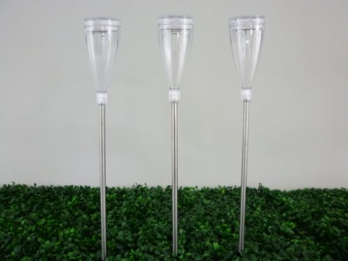 Tulpe 3er Set Solargartenleuchte Solarwegeleuchte aus Edelstahl und hochwertigem Kunststoff, je 2 LEDs 1 x mit Farbwechsler 1 x weißes Dauerlicht - 2