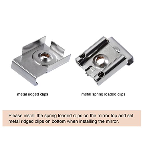 Shappy 2 Set (8 Stück) Federbelastete Spiegelaufhängung Clips Set Ungerahmte Spiegelhalterung Spiegelhalter Clip mit Rawl Plugs und Schrauben - 4