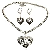 Länge Trachten Halskette: ca. 41 cm + 7 cm Verlängerungs-Kette, Länge Trachtenohrringe mit Klapp-Verschluß: ca. 4 cm