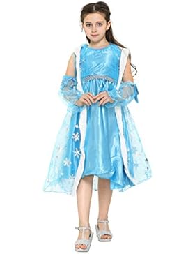 Katara 1718 – Eisprinzessin Königin Elsa Mädchen Ball Festkleid Kinder-Kostüm mit Umhang – Disney-inspiriert mit...