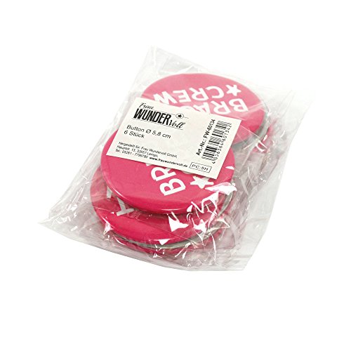 6 Frau Wundervoll JGA Buttons rosa / pink – Braut Crew, Ø 5,6 cm – Junggesellinnenabschied / Hen Party / Anstecker - 5
