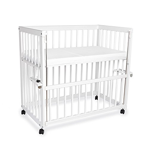 Preisvergleich Produktbild Beistellbett inkl. Matratze Liegehöhe einstellbar weiß