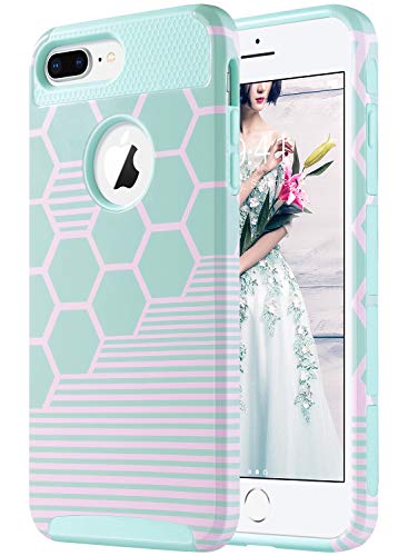 Ulakcases ULAK Funda iPhone 8 Plus, iPhone 7 Plus Caso Slim [Dual Layer] Protección híbrida Caso con PC Dura y Cubierta Interna de Goma para el iPhone 7 Plus/iPhone 8 Plus, Menta