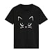 Produktbild Makefortune T-Shirt Top Bluse, Sommer Frauen Mode Lässig Katze Gedruckt Kurzarm Oansatz Lose Bluse Tops T-Shirt (S, Schwarz)